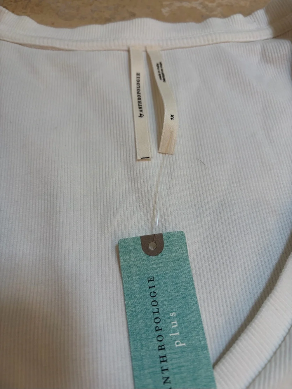 Anthropologie Women's White Puff Sleeve V-Neck Top